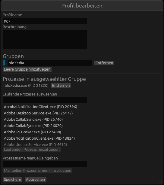 Durin profile editor screenshot