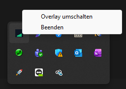 Durin tray menu screenshot